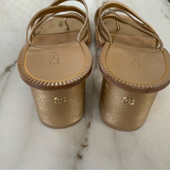 Chanel Gold Sandals size 37 - Picture 2 of 5